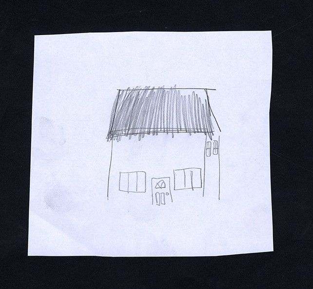 pencil drawing of a house on white paper